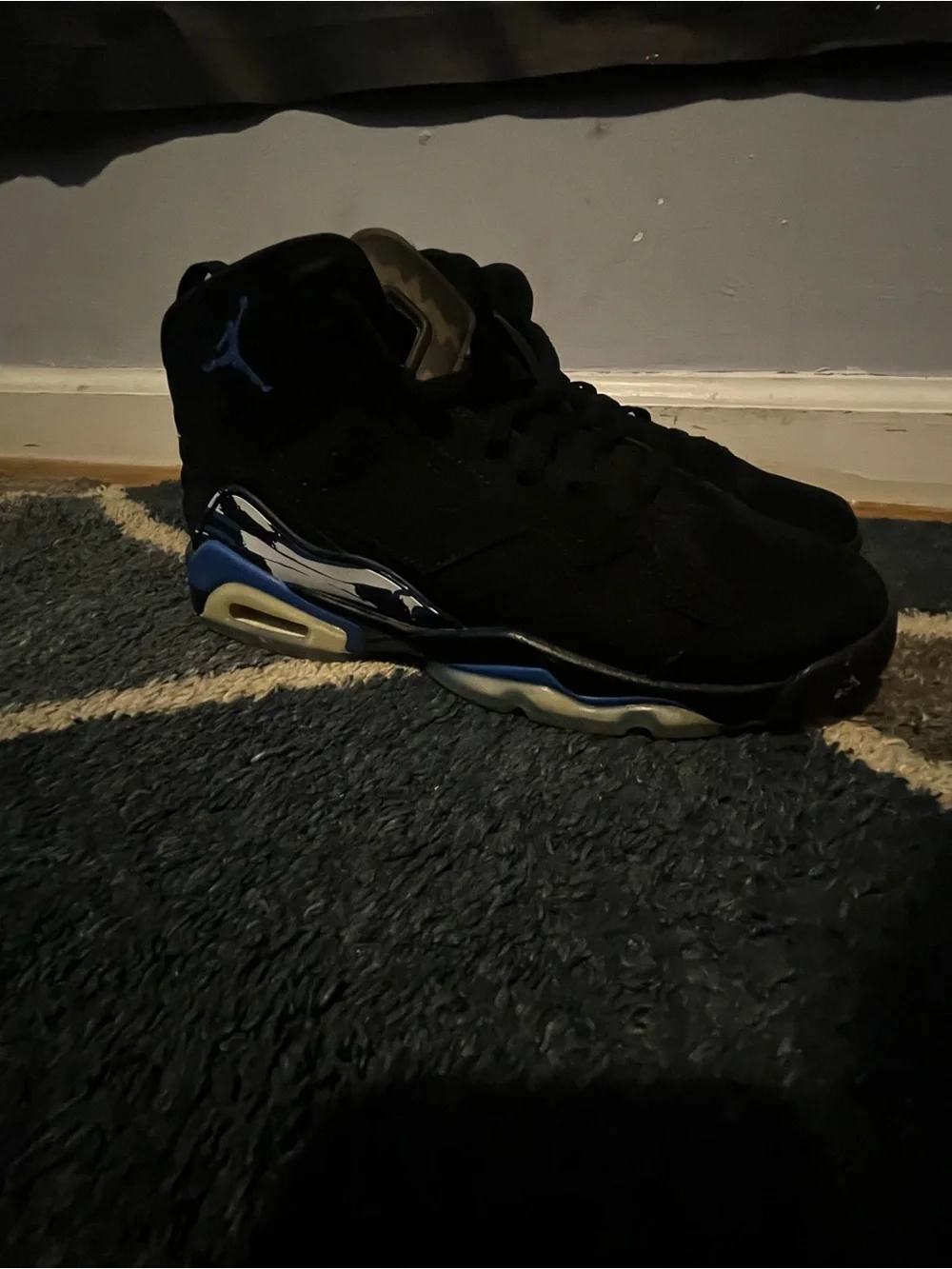 Jordan Black and Blue High-Top Basketball Shoes